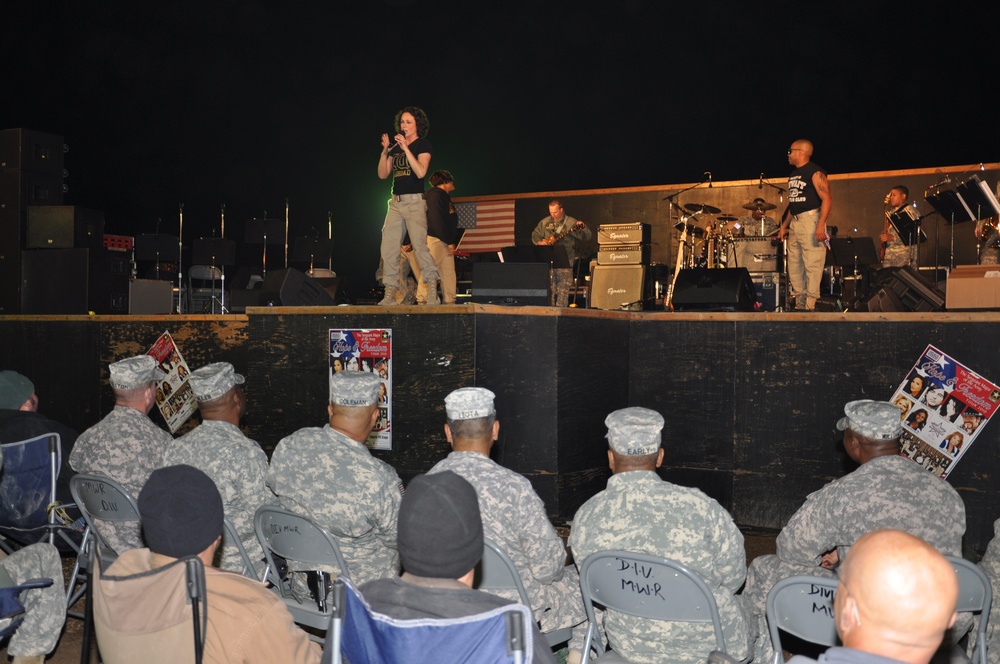 Hope and Freedom USO show entertains troops at Camp Liberty, Iraq