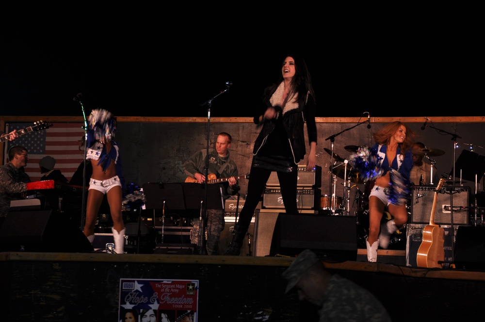 Hope and Freedom USO show entertains troops at Camp Liberty, Iraq