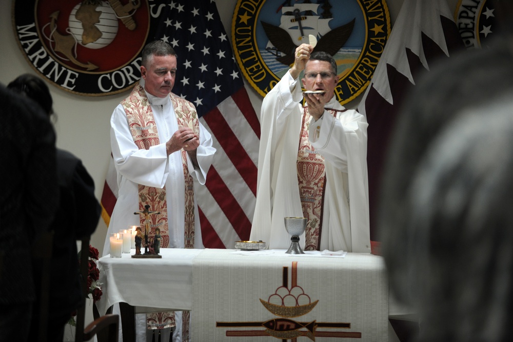 Archbishop of the Military Services, USA, Timothy P. Broglio celebrates Mass for Area Support Group – Qatar