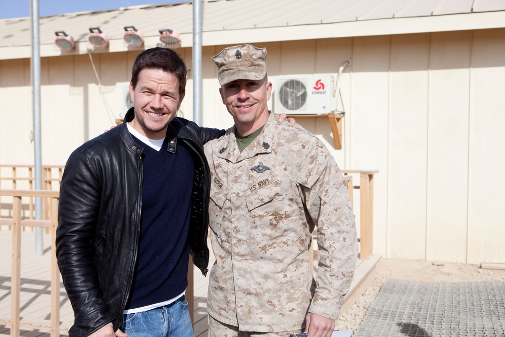 Mark Wahlberg Visits Marines at Camp Leatherneck