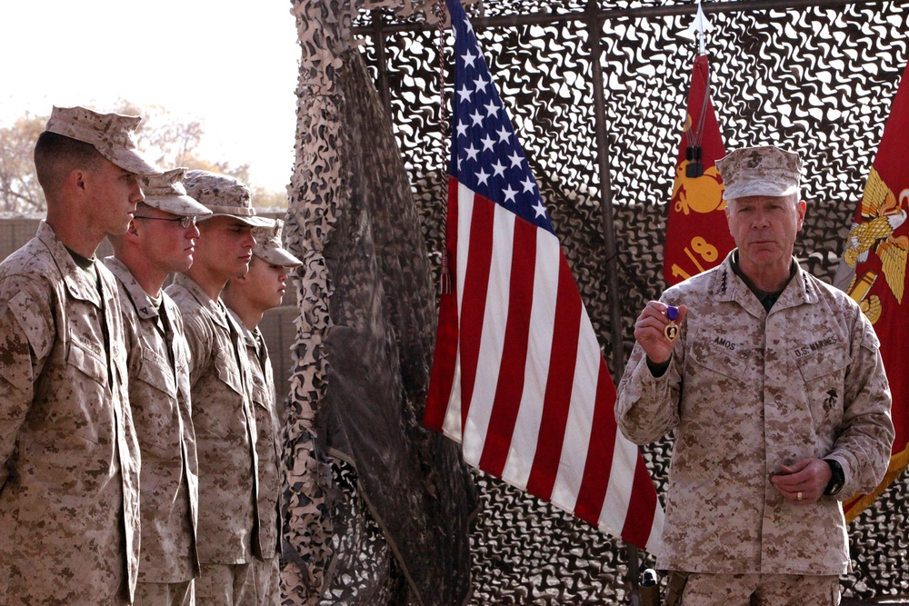 35th Commandant honors 1/8 Marines during Purple Heart award ceremony