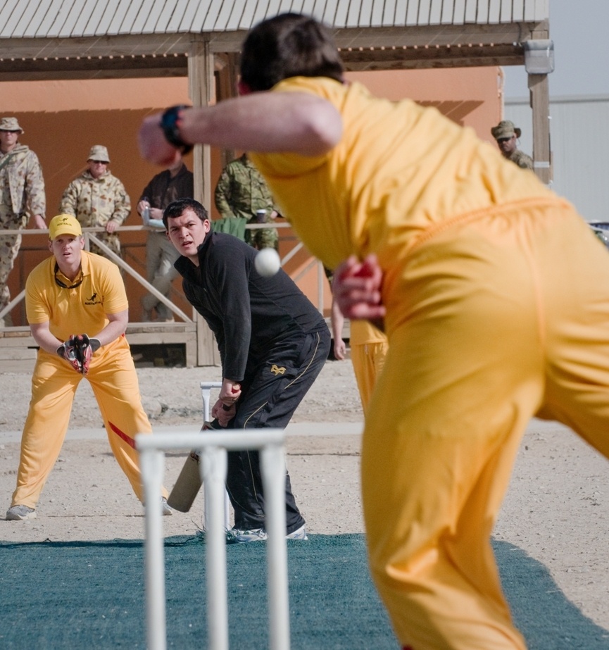 Aussies and Brits hold Ashes match in active war-zone