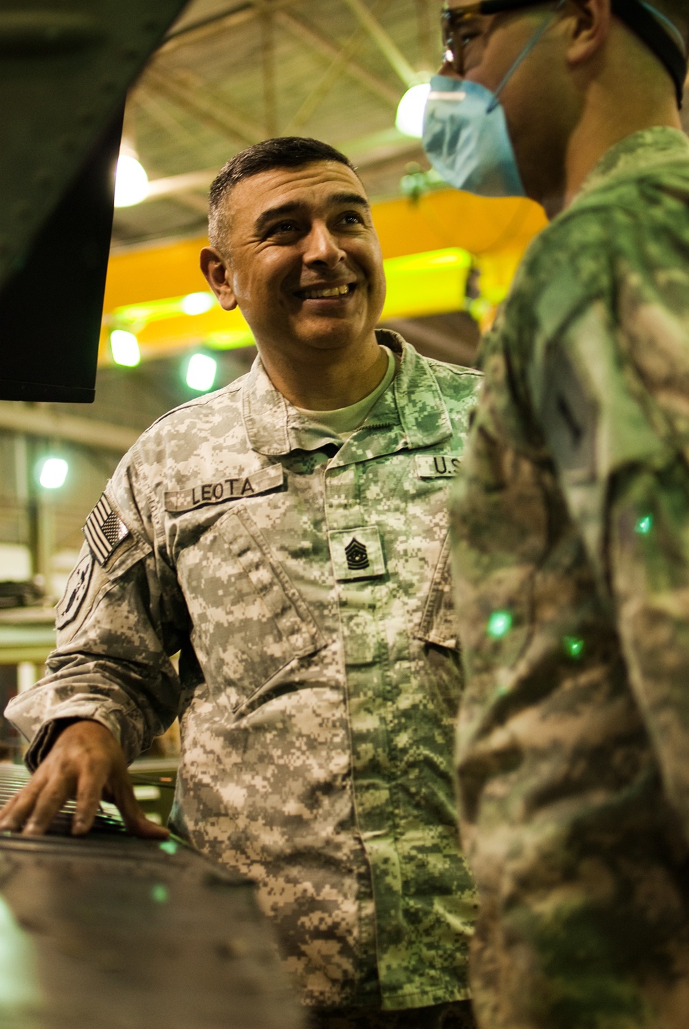 US Division-Center senior enlisted Soldier visits troops on Camp Taji