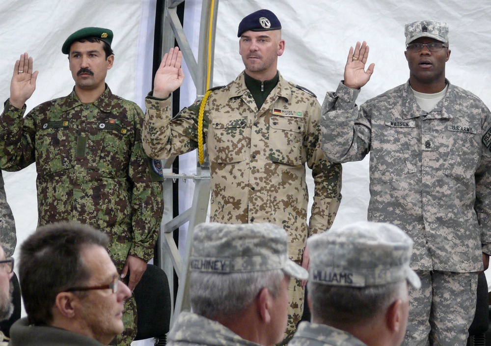 Afghan, American, German, Swedish troops inducted into NCO Corps