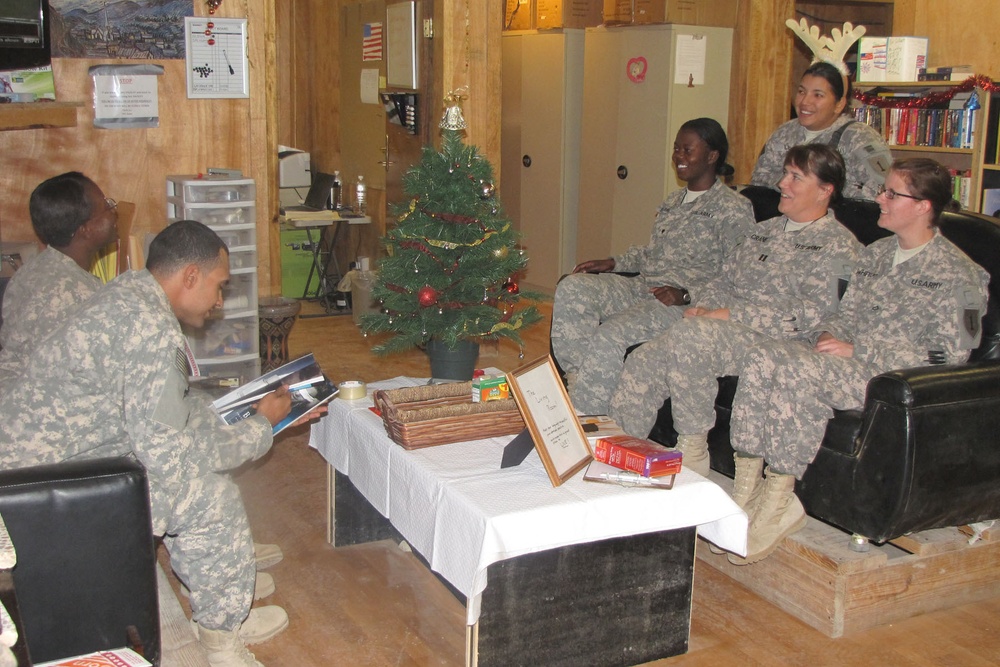 Supply soldiers take a break in the 'Living Room'