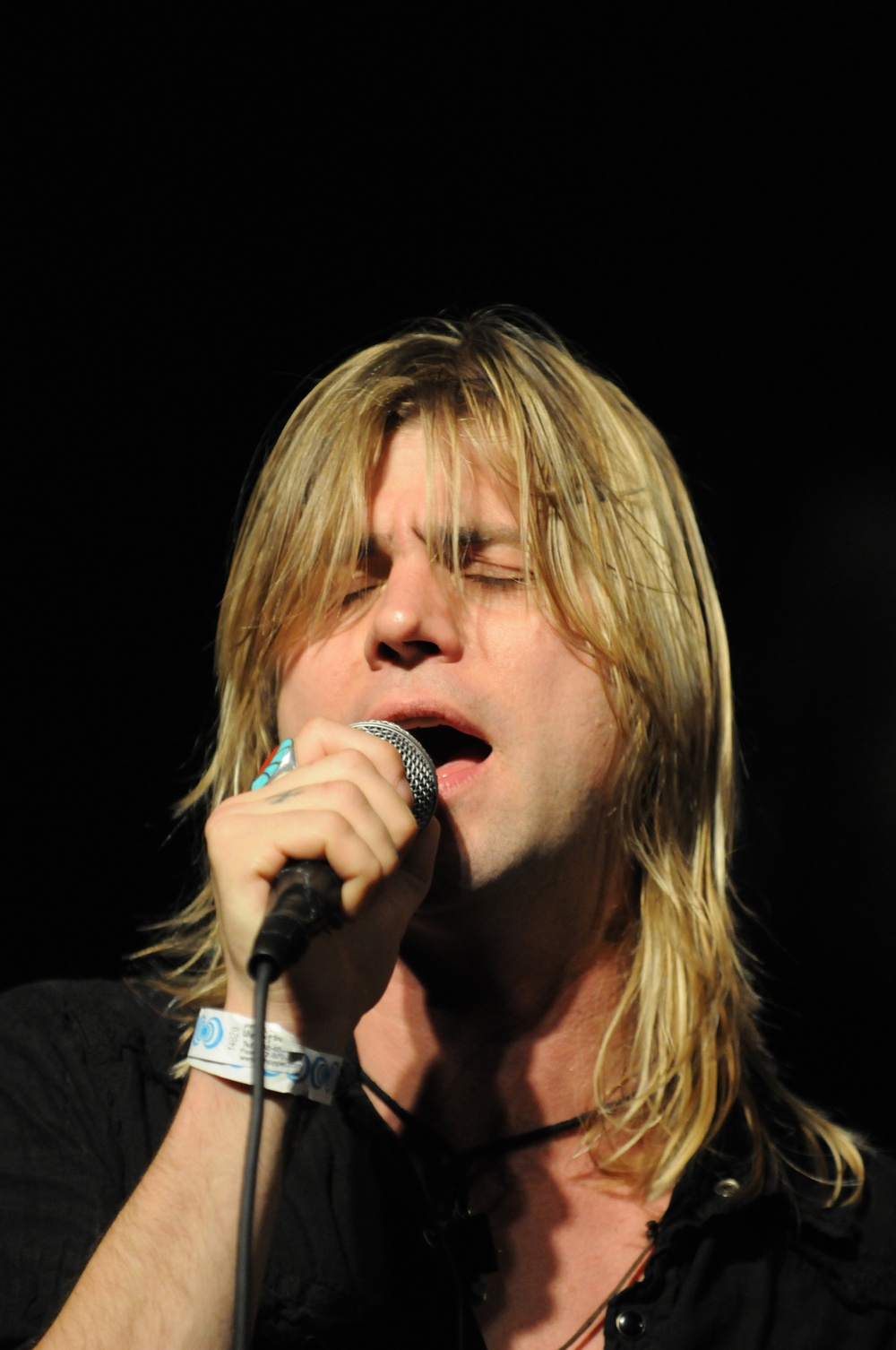 Philadelphia based Alternative rock band Fosterchild lead singer Danny Beissel sings during a New Years Eve concert in Guantanamo Bay