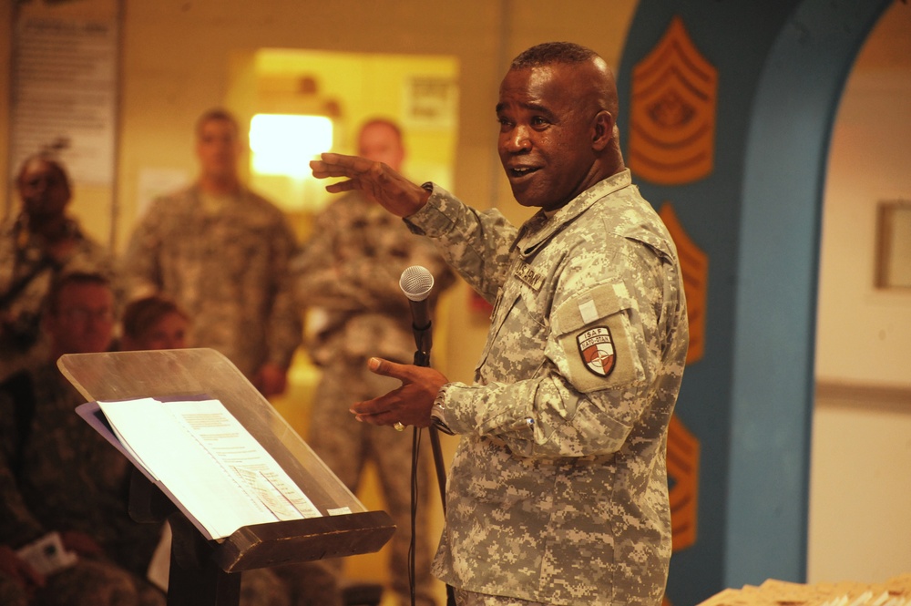 Command Sgt. Maj. Marvin L. Hill visits Camp Sabalu-Harrison
