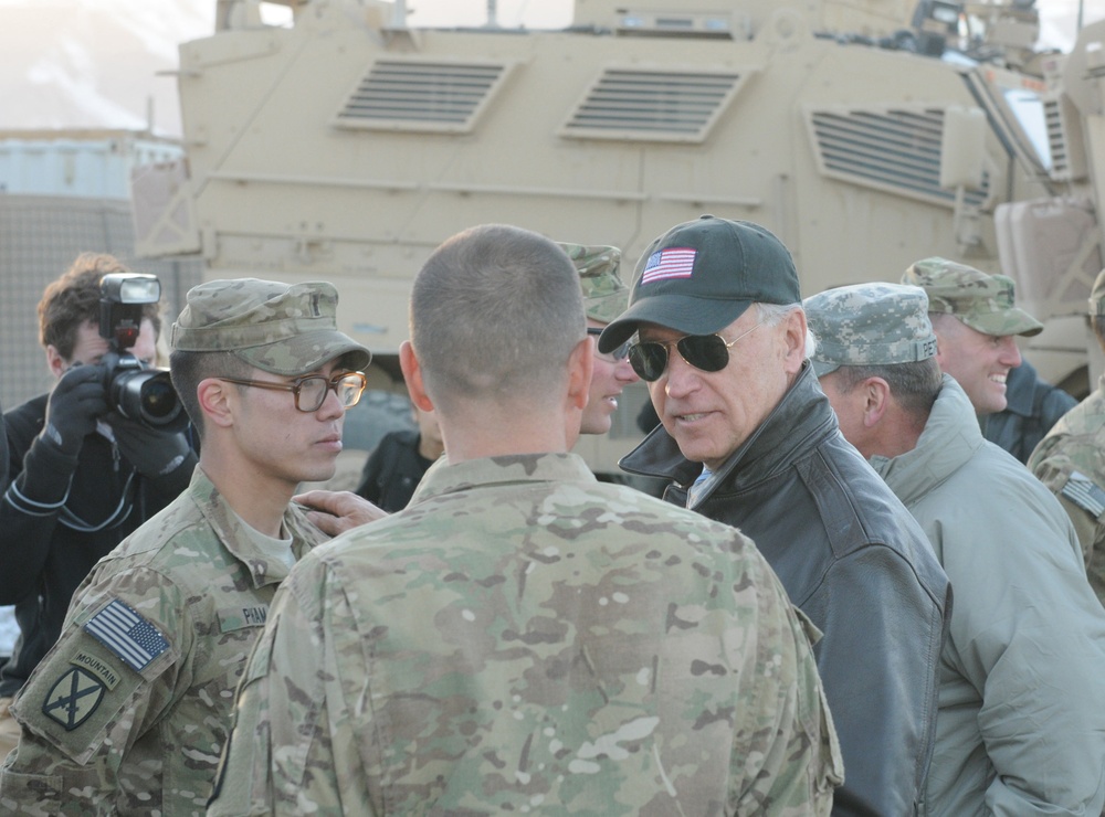 Vice President Biden visits Task Force Patriot, pins Bronze Star Medal recipient