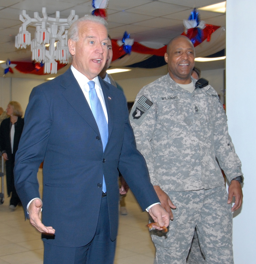 Vice President Joe Biden has breakfast with the troops