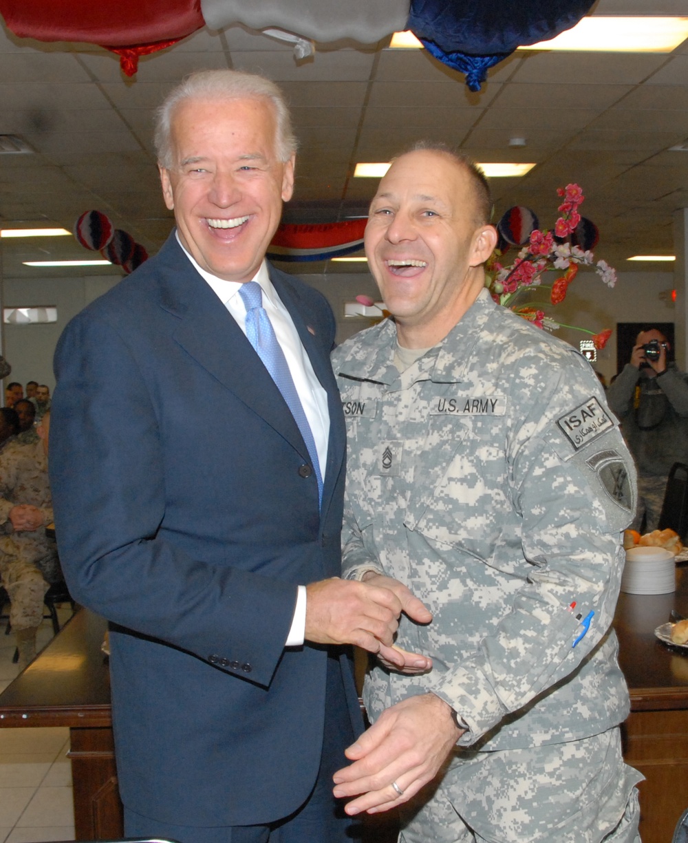 Vice President Joe Biden has breakfast with the troops