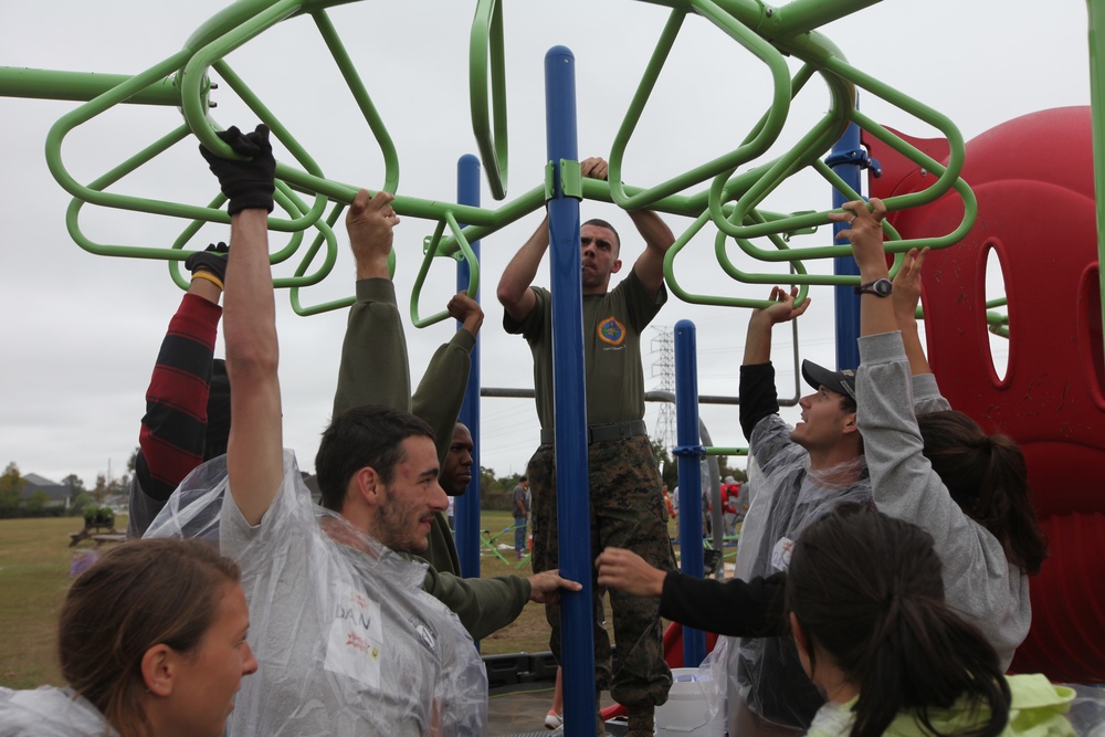 Marines team up with non-profit to build playground