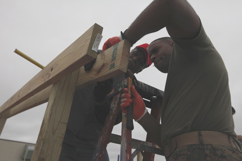 Marines team up with non-profit to build playground