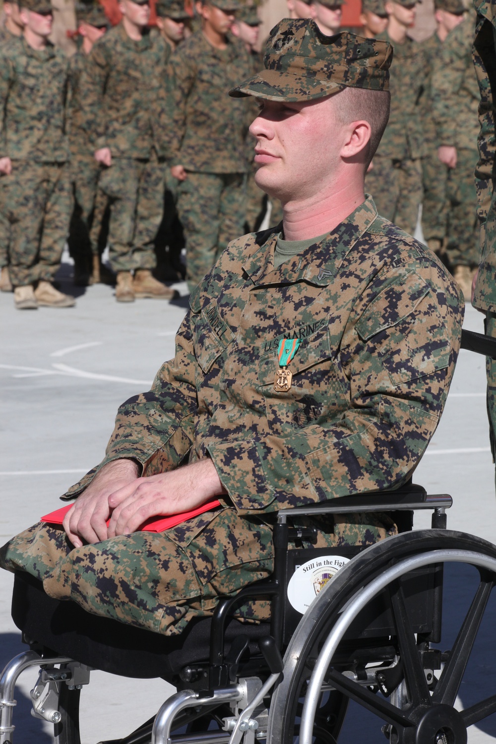 Wounded warrior honored in front of Marine family