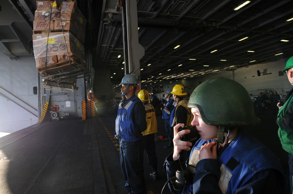 USS Ronald Reagan conducts replinishment at sea