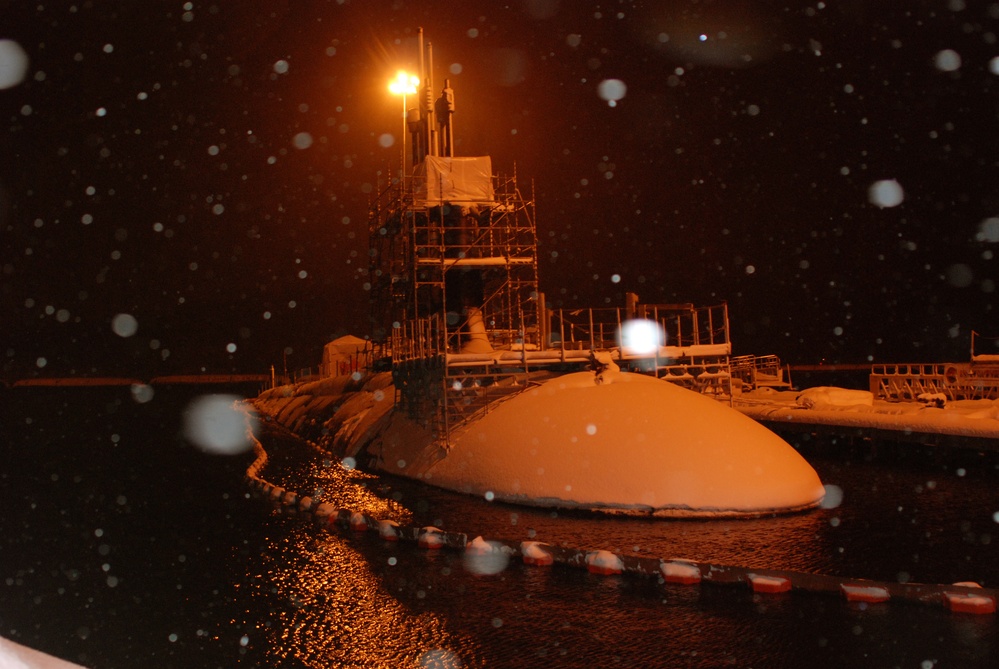 Snow on the USS New Hampsire
