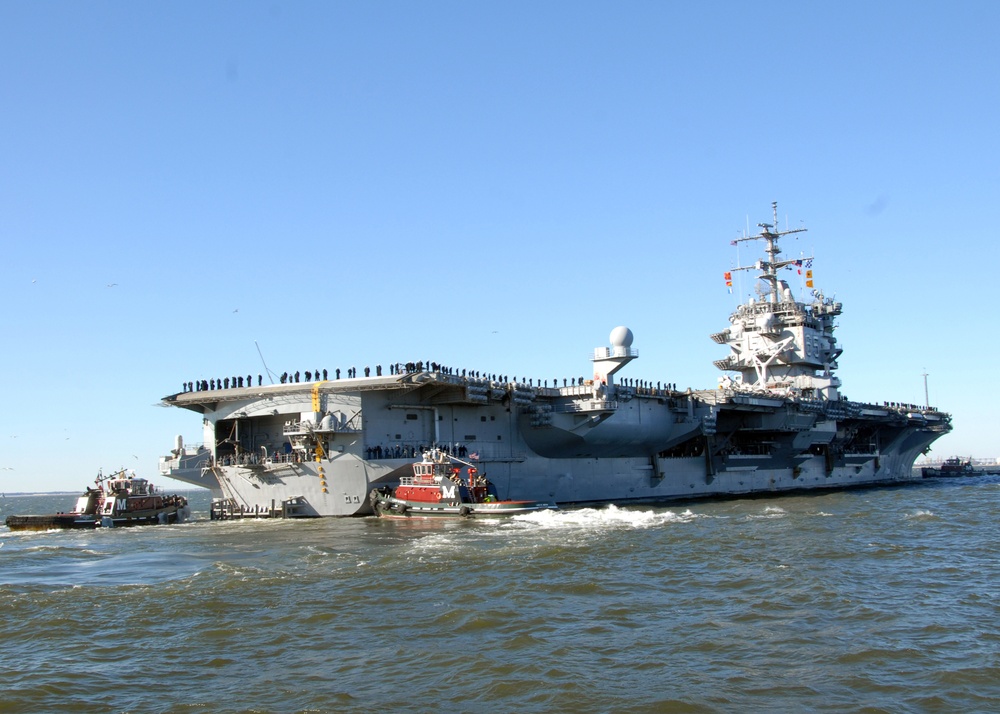 USS Enterprise Departs Naval Station Norfolk