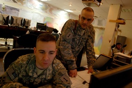 Deployed aviation troops man state of art operations center