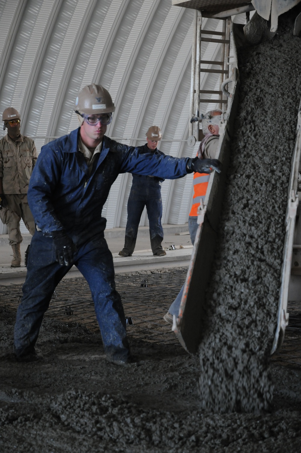 Seabee Pouring Concrete