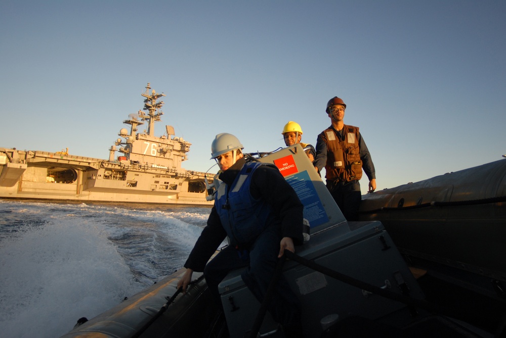 USS Ronald Reagan crew haul in Rigid Hull Inflatable Boats