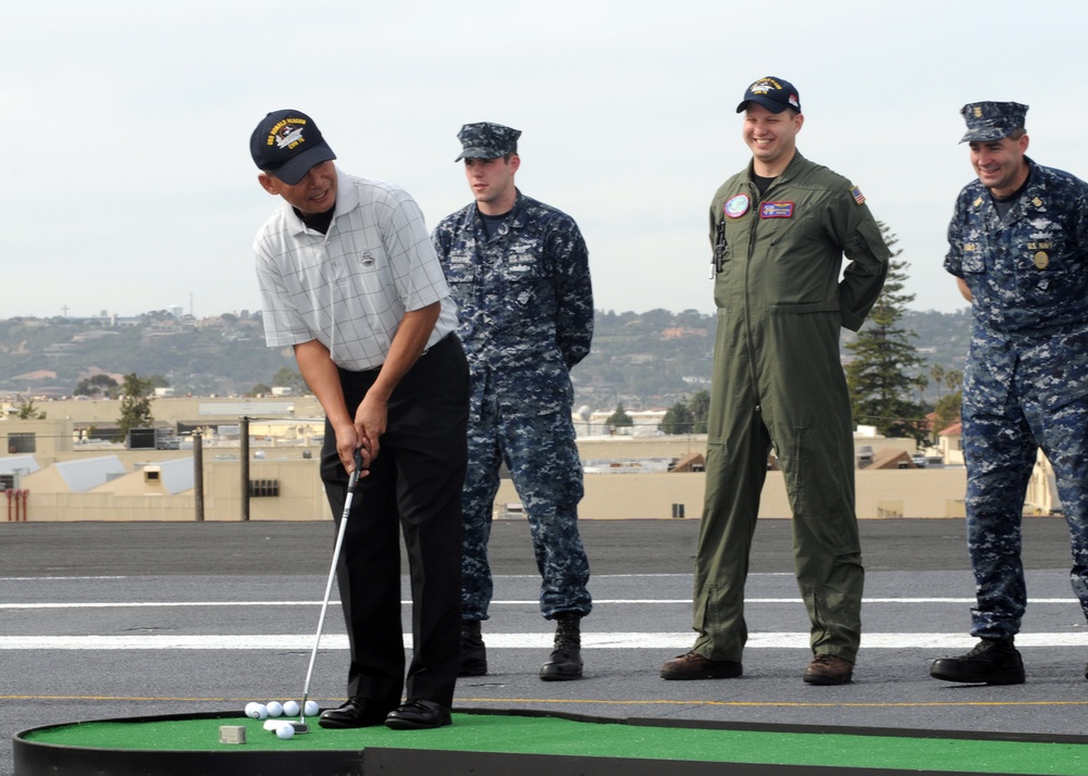 USS Ronald Reagan golf action