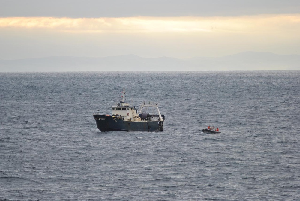 Patrolling NATO ship rescues fishing vessel adrift in Central Med