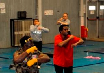 Billy Blanks visits Camp Bondsteel