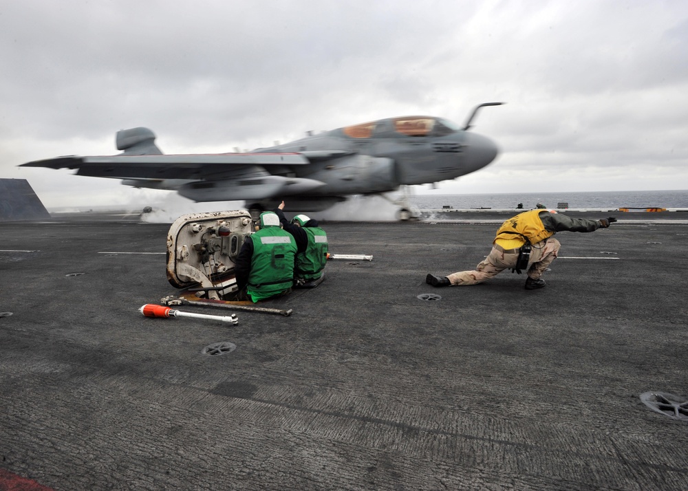 USS Enterprise launches aircraft