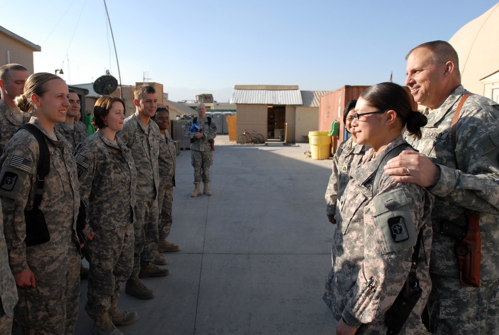 Army Reserve Chief promotes Reservist serving in Afghanistan