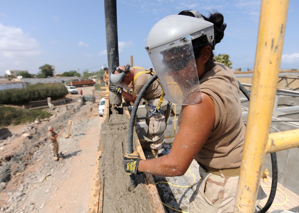 NMCB-74 Continues Construction of Ecole 5 School in Djibouti