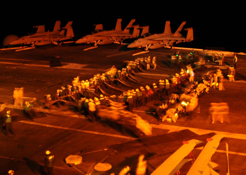 Sailors hold night drill