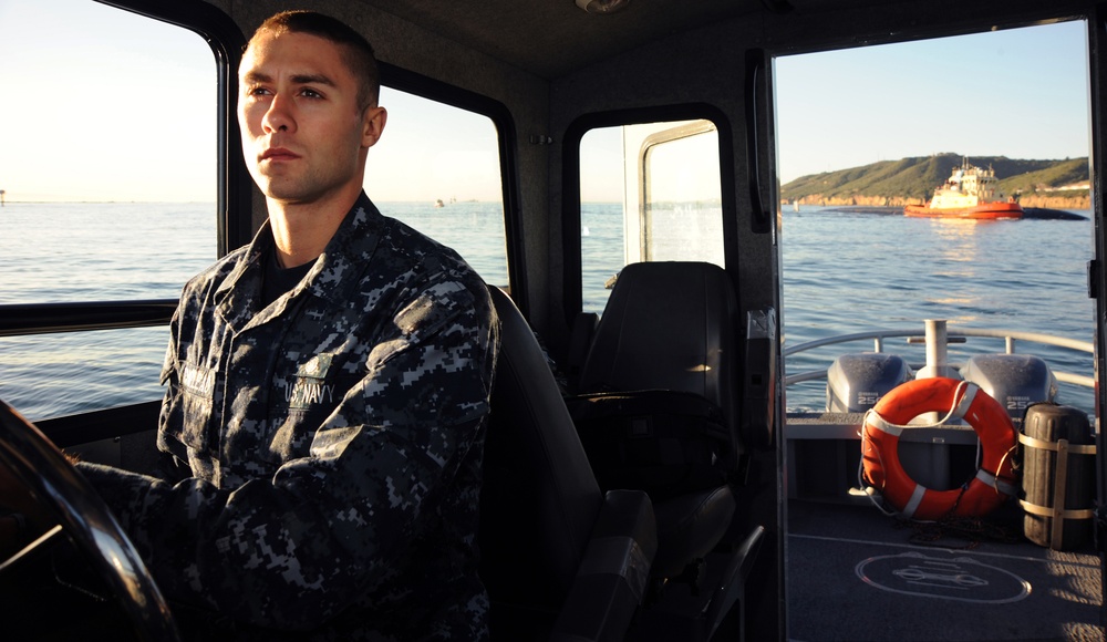 CNRSW Harbor Patrol Unit guides Ships inot Navy Base San Diego