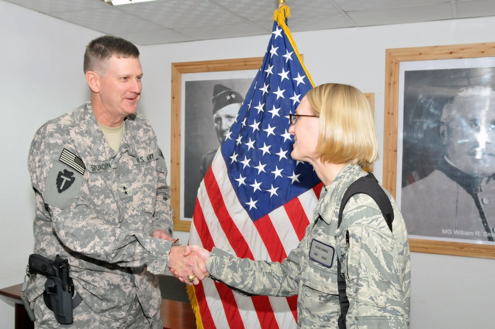 Maj. Gen. Spurgin promotes Air Force sergeant