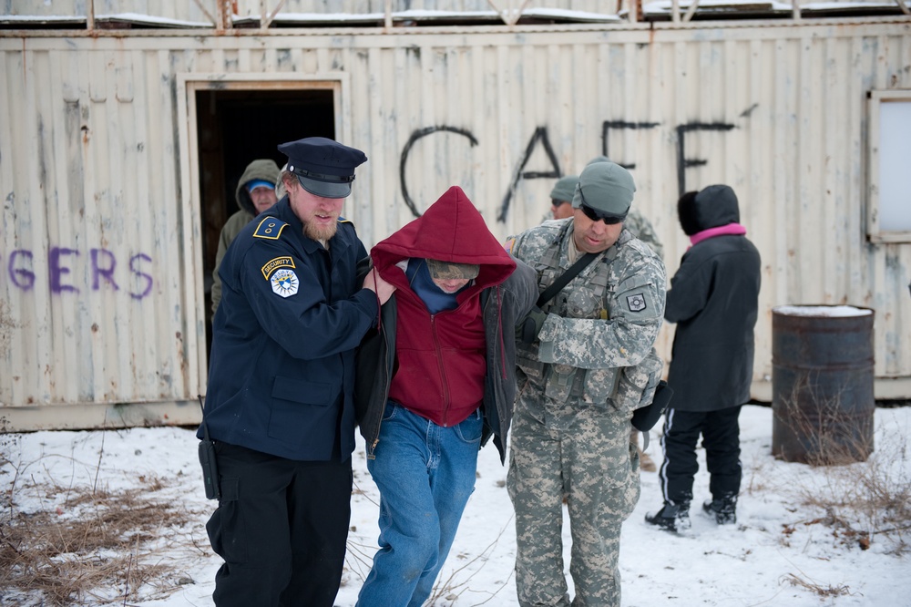 New Mexico Army National Guard soldiers training on security Checkpoint operations at Camp Atterbury Joint Maneuver Training Center