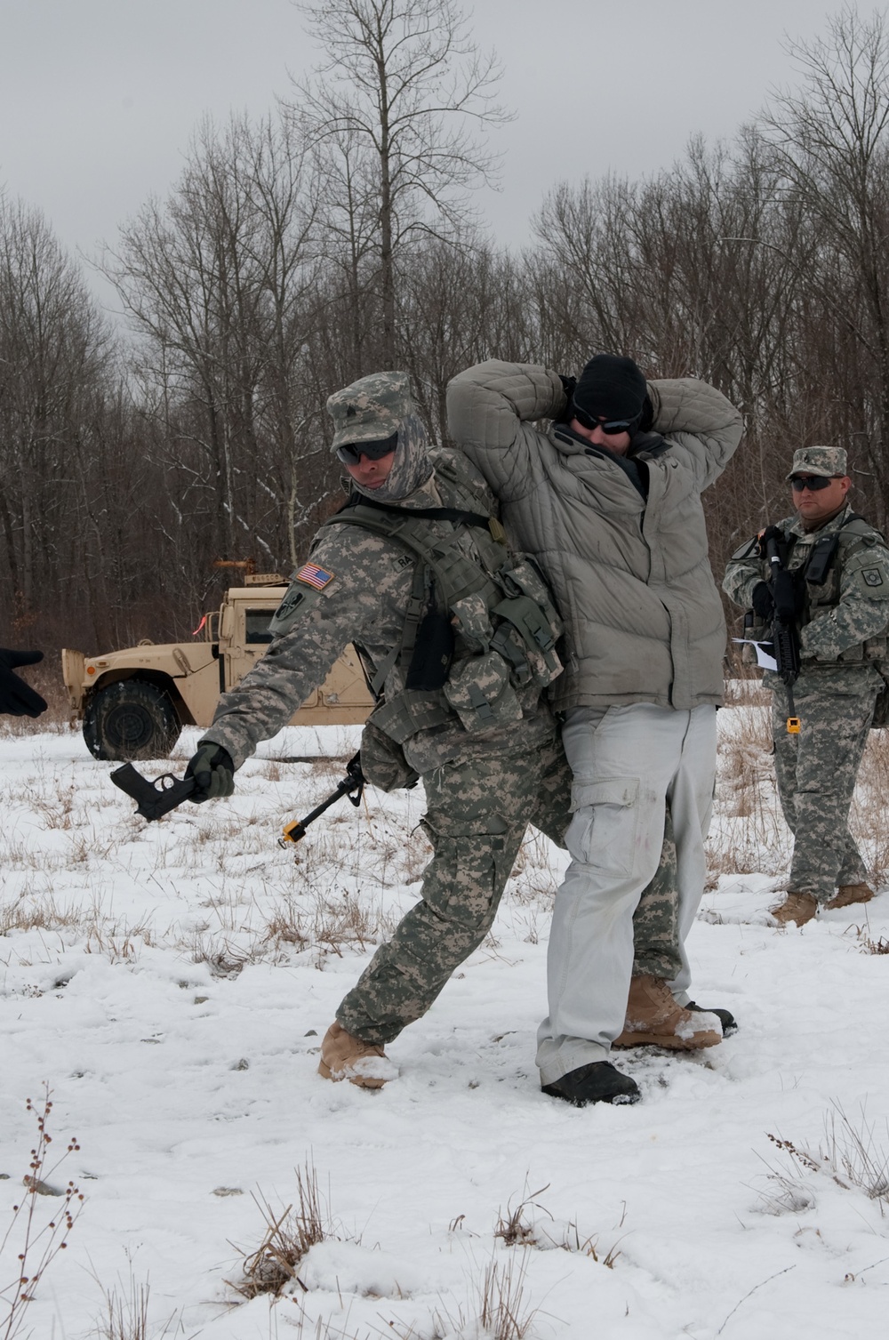 New Mexico Army National Guard soldiers training on security Checkpoint operations at Camp Atterbury Joint Maneuver Training Center