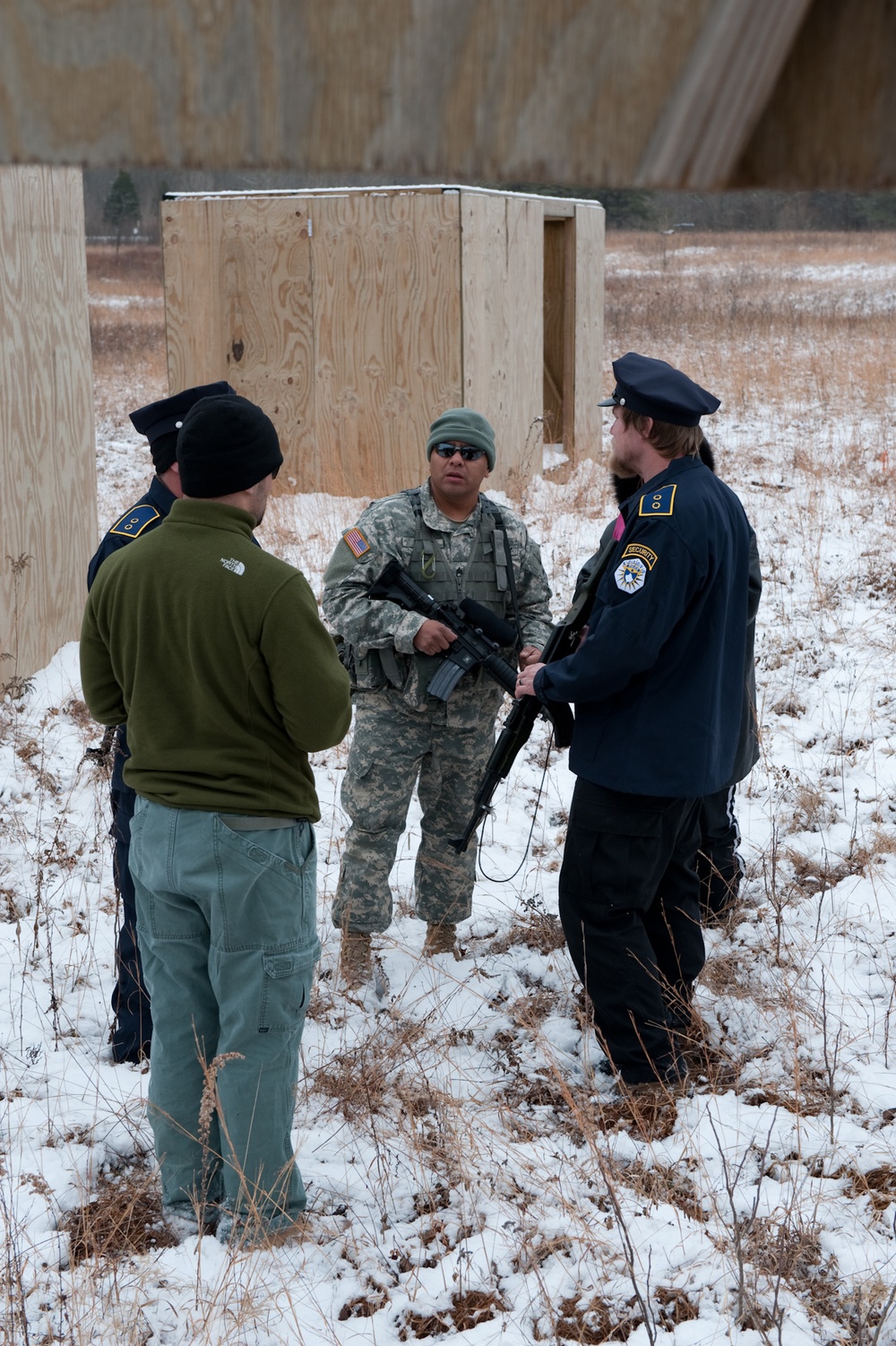 New Mexico Army National Guard soldiers training on security Checkpoint operations at Camp Atterbury Joint Maneuver Training Center