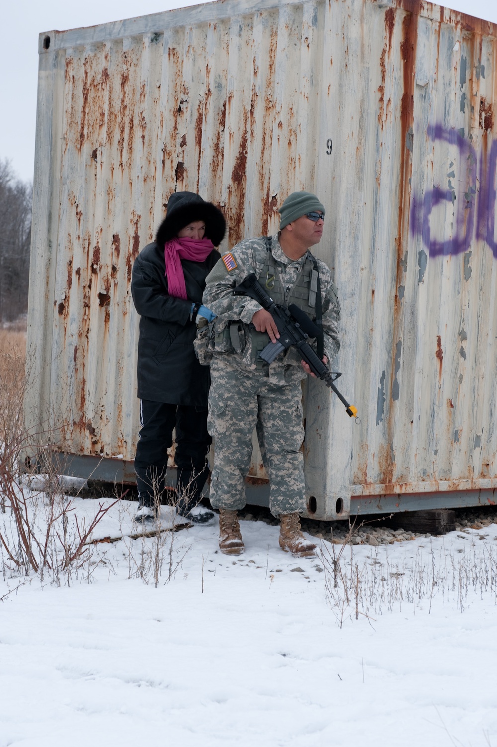 New Mexico Army National Guard soldiers training on security Checkpoint operations at Camp Atterbury Joint Maneuver Training Center