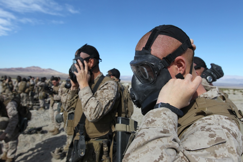 Marines perform outdoor gas exercise with new M50 mask