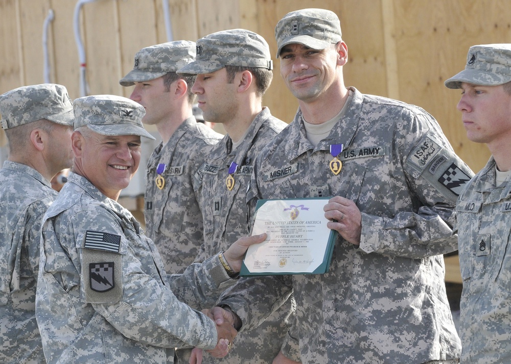 Combined Task Force Lightning Soldiers receive Purple Heart Medal