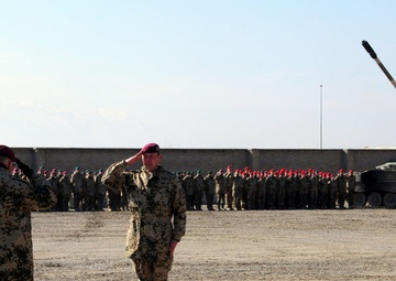 TF Kunduz outgoing commander salutes ISAF RC-North commander at change of command