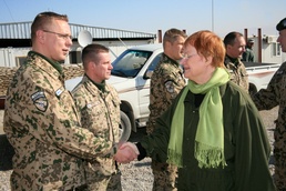 Finnish President Tarja Halonen meets troops in Afghanistan