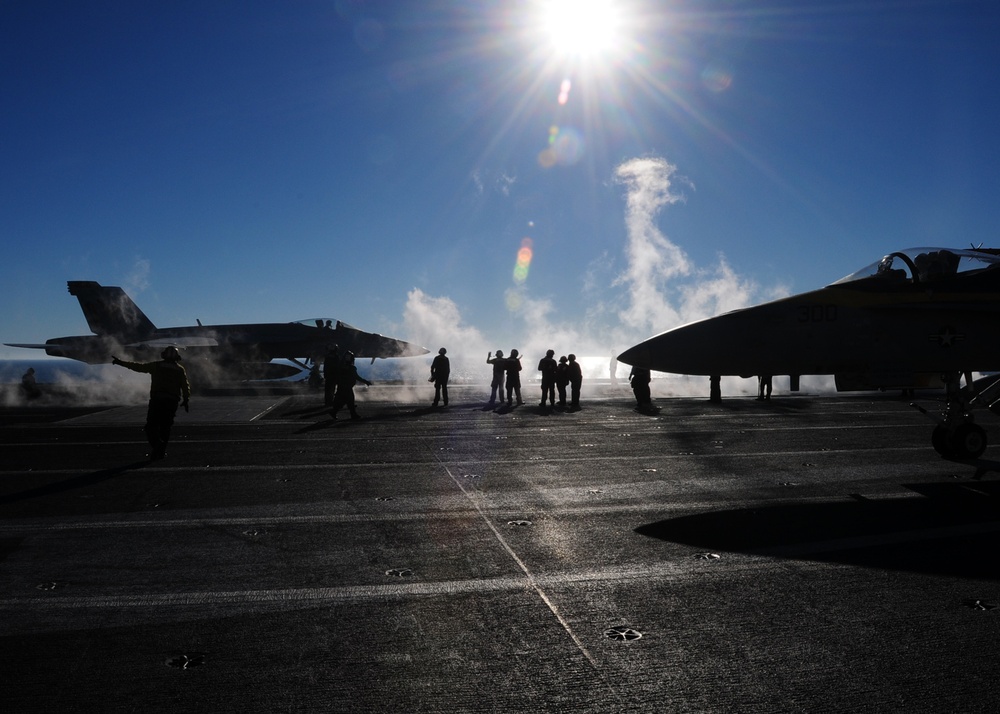 F/A-18 Super Hornet Takes Off the USS Ronald Reagan