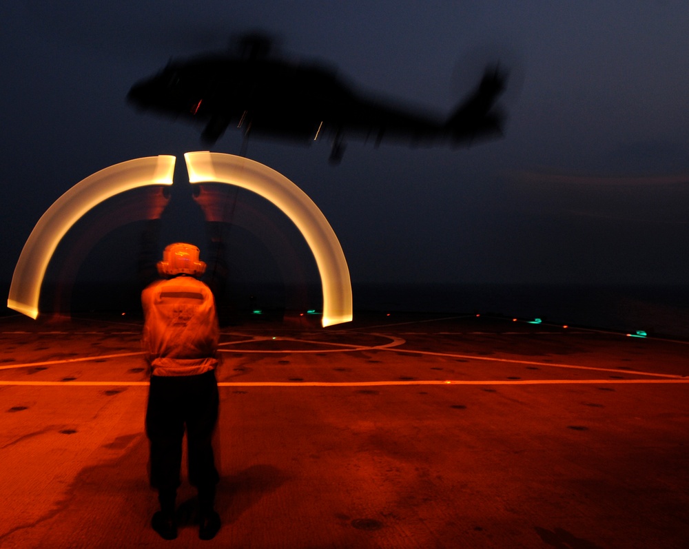 SH-60F Sea Hawk Takes Off the USS Blue Ridge