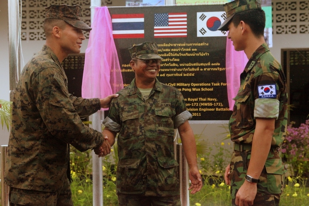 Marines, sailors showcase new school at dedication ceremony during Cobra Gold 2011