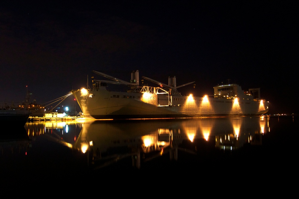 Nighttime at Naval Station San Diego