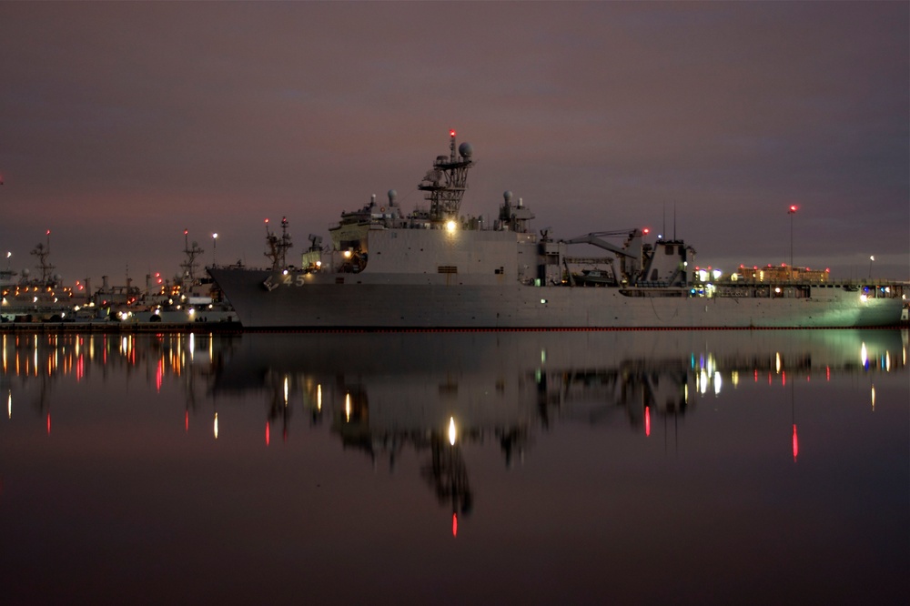 Nighttime at Naval Station San Diego