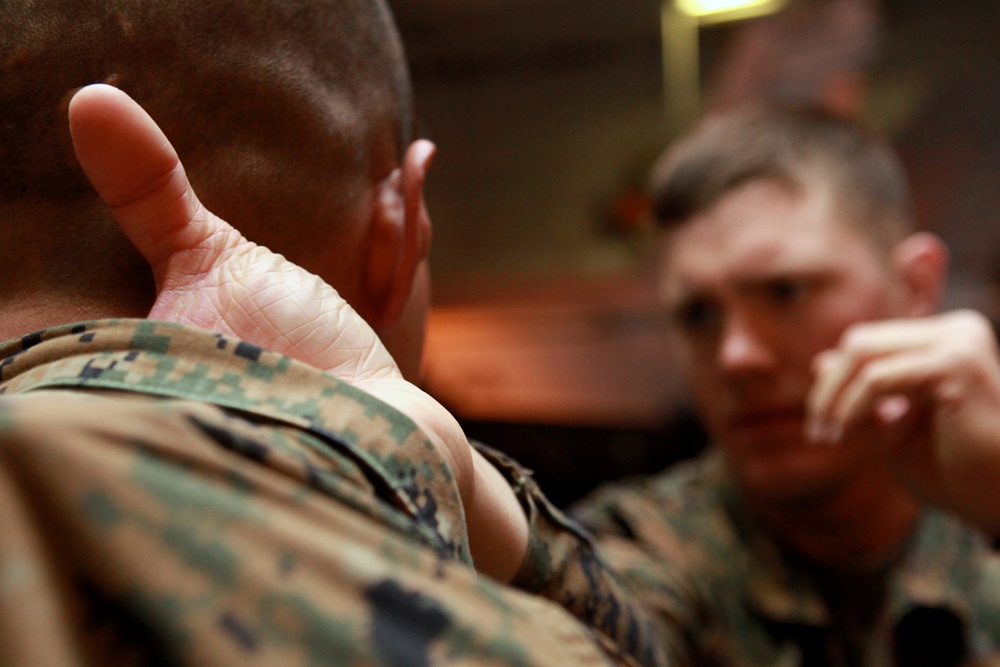 Marines do MCMAP aboard the USS Enterprise