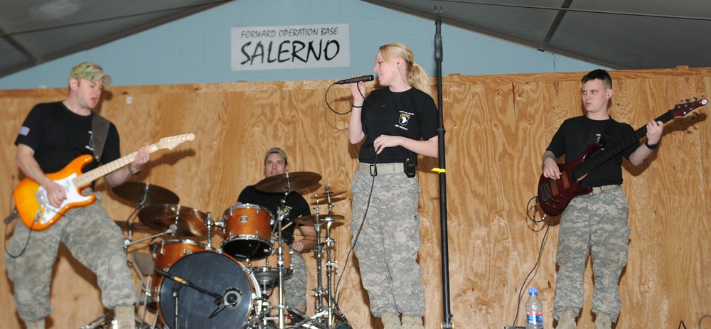 101st rock band performs at Salerno, features guest vocalist from TF Duke