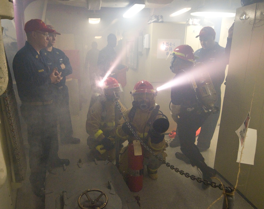 Sailors conduct fire drill