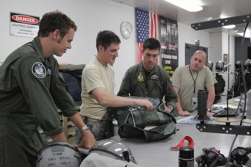 132nd Life Support trains Australian pilots in preparation for their flight in D model F-16.