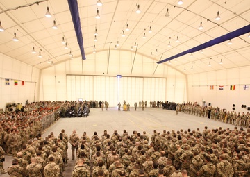 Over 300 soldiers and guests attend the ISAF Regional Command North change of command ceremony